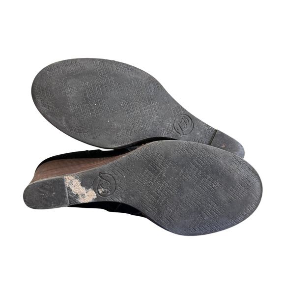 Lucky Brand Yabba Black Suede Wedge Ankle Booties Sz 9 - Picture 5 of 9